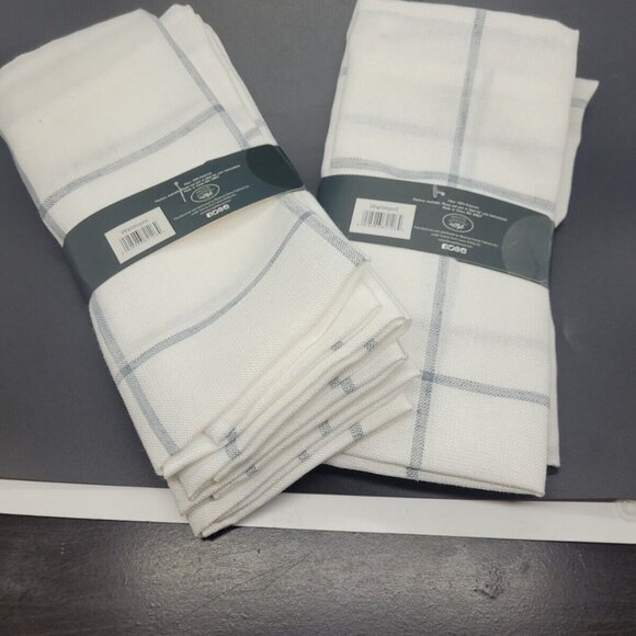 Laura Ashley NEW 8 white Black napkin set easy care Holiday shabby Chic Classic - Picture 3 of 3